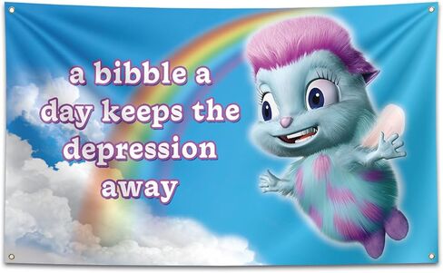 a bibble a day keep the الاكتئاب بعيدًا، علم نسيج 3 × 5 أقدام، ملصق مضحك مقاوم للأشعة فوق البنفسجية يتلاشى وعلم جدار كهف رجل متين مع حلقات نحاسية لغرفة النوم الجامعية in Kuwait