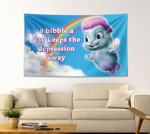 a bibble a day keep the الاكتئاب بعيدًا، علم نسيج 3 × 5 أقدام، ملصق مضحك مقاوم للأشعة فوق البنفسجية يتلاشى وعلم جدار كهف رجل متين مع حلقات نحاسية لغرفة النوم الجامعية in Kuwait