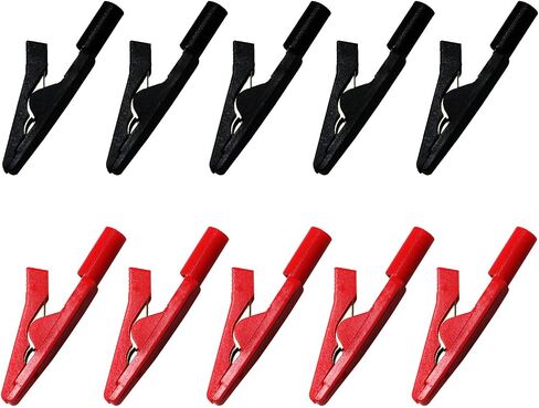 Insulated Alligator Clip BLLNDX 10PCS B Metal Alligator Clips Electrical Test Clamps with lack and Red Plastic Hands for 2mm Test Probes, 2mm Banana Plugs in Saudi Arabia