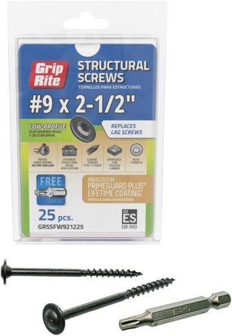 GRSSFW921225-GRIP-RITE #9 X 2-1/2" PRIMEGUARD PLUS المغلفة T-25 STAR DRIVE رأس الغسالة نوع الخيط الخشن 17 نقطة برغي هيكلي 25 قطعة in Saudi Arabia