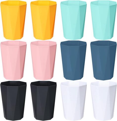 Norme 12 حزمة سلة المهملات الحمام يمكن 2 جالون سلة المهملات الصغيرة 6 ألوان البلاستيك الماس شكل سلة المهملات سلة المهملات للحمام غرفة نوم مكتب المطبخ in Kuwait