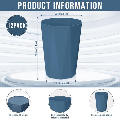 Norme 12 حزمة سلة المهملات الحمام يمكن 2 جالون سلة المهملات الصغيرة 6 ألوان البلاستيك الماس شكل سلة المهملات سلة المهملات للحمام غرفة نوم مكتب المطبخ in Kuwait