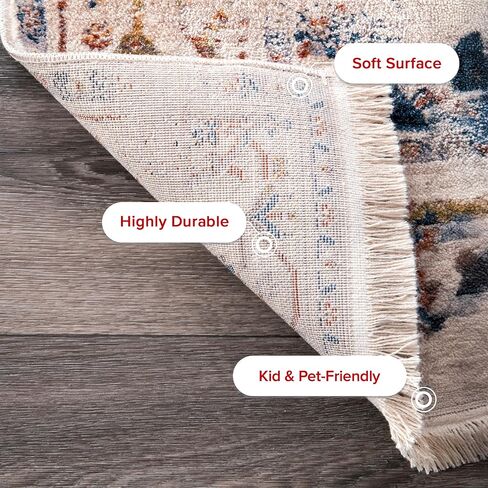 nuLOOM Harriet Vintage Medallion Fringe Area Rug - 8x10 Area Rug Traditional Ivory/Multicolor Rugs for Living Room Bedroom Dining Room Kitchen in Saudi Arabia