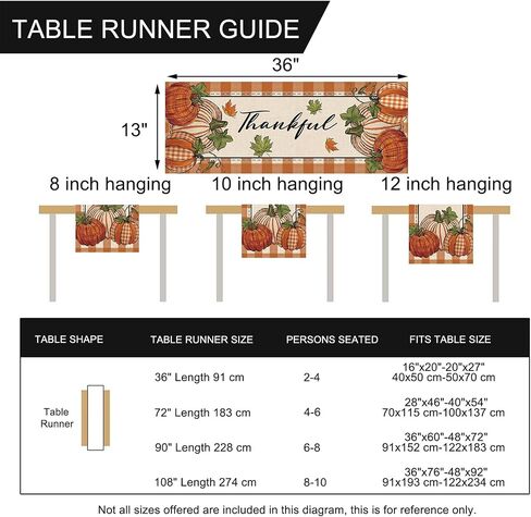 Seliem Thanksgiving Thankful Pumpkin Table Runner, Fall Maple Leaves Buffalo Plaid Check Farmhouse Kitchen Dining Table Decor, Autumn Holiday Home Decoration Indoor Outdoor Party Supply 13 x 72 Inches in Kuwait