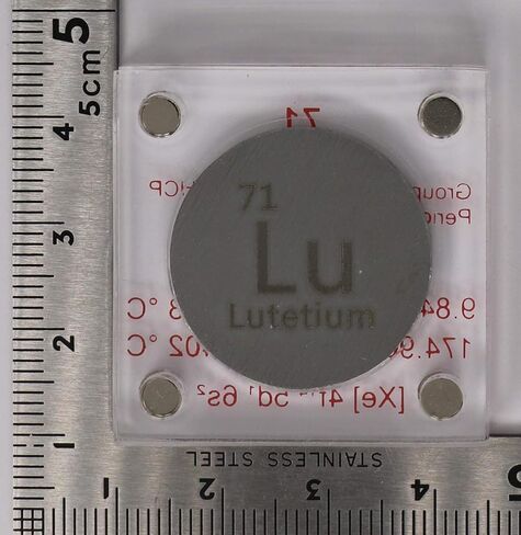 اللوتيتيوم (Lu) قرص معدني 24.26 مم مع علبة أكريليك للتجميع أو التجارب in Kuwait