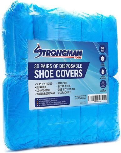 Strongman Tools Shoe Covers 120-Pack (60 Pairs) Shoe Protector for Men & Women, Disposable Shoe Covers Non Slip & Reusable, Water-Resistant Booties for Shoes, Durable for Indoor & Outdoor Use in Saudi Arabia
