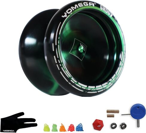 Yomega Groov – Pro Level Aluminum Yoyo for Advance Players – Round Shaped, C Size Ball Bearing with Adjustable Responsive/Nonresponsive Play + 3 Month Warranty (Black and Blue) in Kuwait