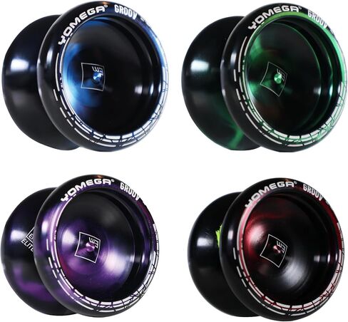 Yomega Groov – Pro Level Aluminum Yoyo for Advance Players – Round Shaped, C Size Ball Bearing with Adjustable Responsive/Nonresponsive Play + 3 Month Warranty (Black and Blue) in Kuwait