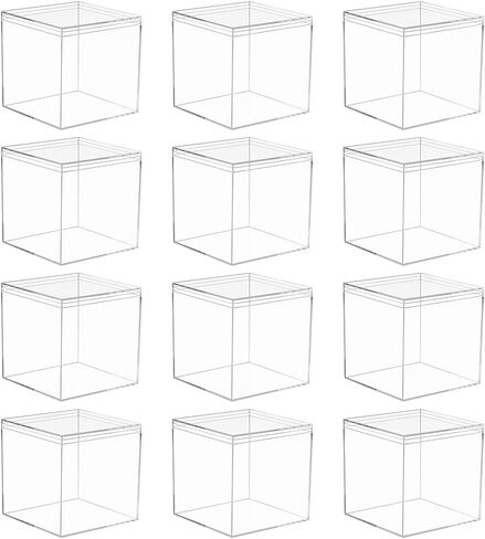 Eforcase Small Clear Plastic Storage Box, 5.9inch Square Candy Box with Lid, Mini Storage Container for Candy, Pill, Jewelry, Multipurpose in Saudi Arabia