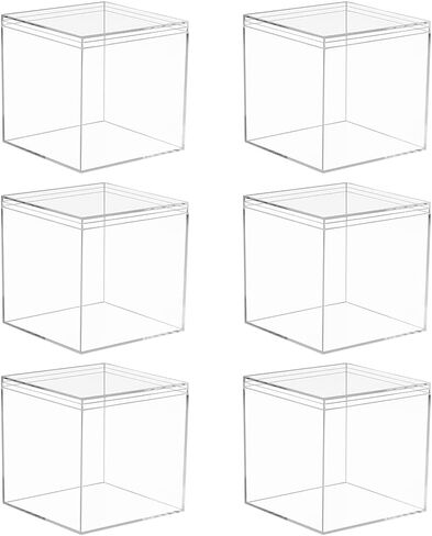 Eforcase Small Clear Plastic Storage Box, 5.9inch Square Candy Box with Lid, Mini Storage Container for Candy, Pill, Jewelry, Multipurpose in Saudi Arabia