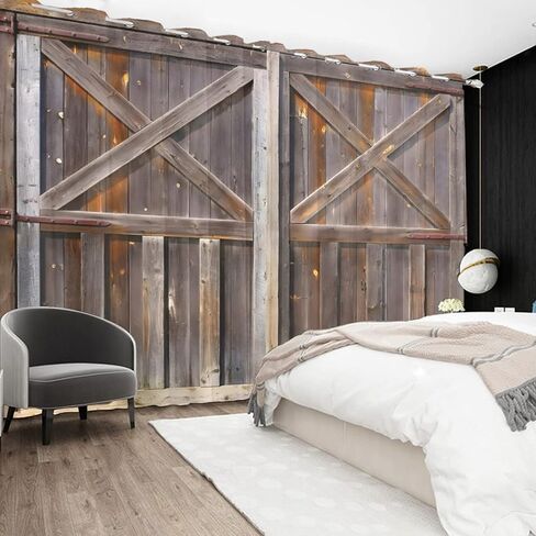 Rustic Curtains Vintage Wood Barn Door Old Garage Door American Native Country Farmhouse Farm Style Rural Art Architecture Living Room Bedroom Window Drapes Treatment,42x96 inch,2 Panels in Saudi Arabia