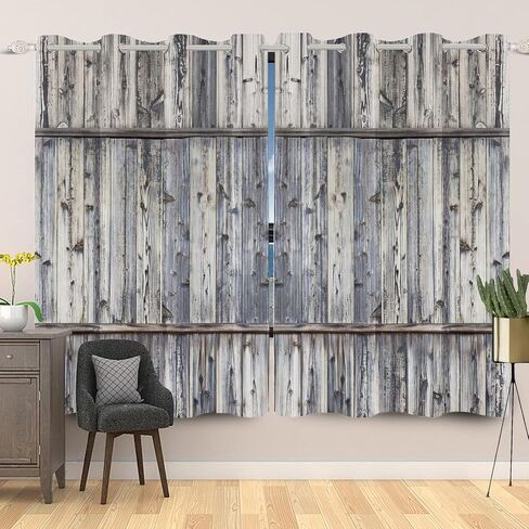 Rustic Curtains Vintage Wood Barn Door Old Garage Door American Native Country Farmhouse Farm Style Rural Art Architecture Living Room Bedroom Window Drapes Treatment,42x96 inch,2 Panels in Saudi Arabia