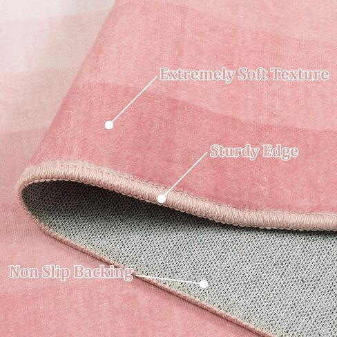 OJIA Modern 5x7 Washable Pink Rugs for Bedroom Girls, Large Bordered Neutral Area Rugs for Living Room, Transitional Soft Non-Slip Accent Carpet for Nursery Dining Dressing Room Home Office in Saudi Arabia