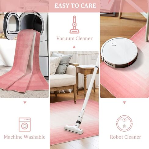 OJIA Modern 5x7 Washable Pink Rugs for Bedroom Girls, Large Bordered Neutral Area Rugs for Living Room, Transitional Soft Non-Slip Accent Carpet for Nursery Dining Dressing Room Home Office in Saudi Arabia