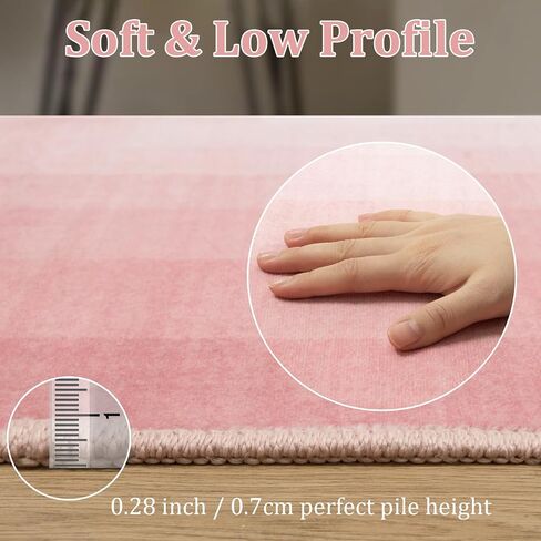 OJIA Modern 5x7 Washable Pink Rugs for Bedroom Girls, Large Bordered Neutral Area Rugs for Living Room, Transitional Soft Non-Slip Accent Carpet for Nursery Dining Dressing Room Home Office in Saudi Arabia