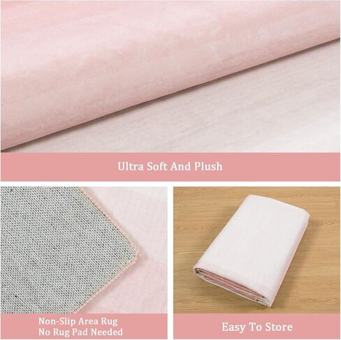 OJIA Modern 5x7 Washable Pink Rugs for Bedroom Girls, Large Bordered Neutral Area Rugs for Living Room, Transitional Soft Non-Slip Accent Carpet for Nursery Dining Dressing Room Home Office in Saudi Arabia