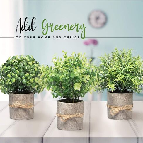 ديكور المزرعة للمنزل، ديكورات حمام المزرعة - ديكورات المزرعة الحديثة لحمام المزرعة أو طاولة المزرعة - مجموعة نبات الأوكالبتوس الريفية من 3 نباتات صناعية (أخضر) in Kuwait