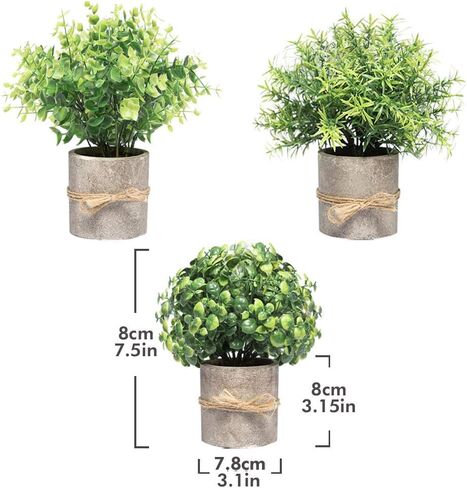ديكور المزرعة للمنزل، ديكورات حمام المزرعة - ديكورات المزرعة الحديثة لحمام المزرعة أو طاولة المزرعة - مجموعة نبات الأوكالبتوس الريفية من 3 نباتات صناعية (أخضر) in Kuwait