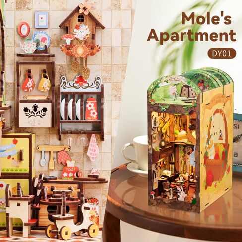 Fsolis DIY Book Nook Kit، 3D خشبية لغز الدفتين DIY مصغرة دمية كيت كتاب ديكور Booknook رف الكتب إدراج كتاب Nooks كتاب Nook أطقم للبالغين (SZ03) in Kuwait