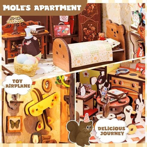 Fsolis DIY Book Nook Kit، 3D خشبية لغز الدفتين DIY مصغرة دمية كيت كتاب ديكور Booknook رف الكتب إدراج كتاب Nooks كتاب Nook أطقم للبالغين (SZ03) in Kuwait