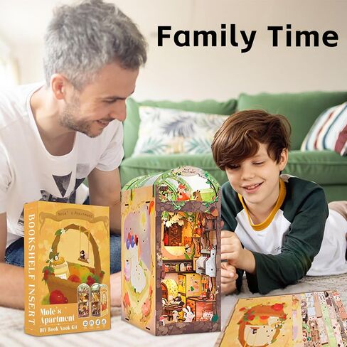 Fsolis DIY Book Nook Kit، 3D خشبية لغز الدفتين DIY مصغرة دمية كيت كتاب ديكور Booknook رف الكتب إدراج كتاب Nooks كتاب Nook أطقم للبالغين (SZ03) in Kuwait