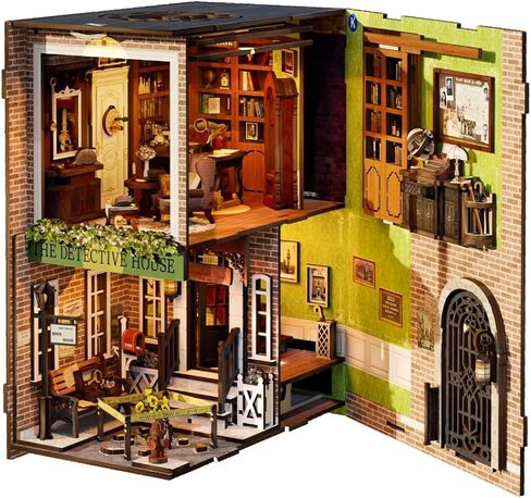 Fsolis DIY Book Nook Kit، 3D خشبية لغز الدفتين DIY مصغرة دمية كيت كتاب ديكور Booknook رف الكتب إدراج كتاب Nooks كتاب Nook أطقم للبالغين (SZ03) in Kuwait