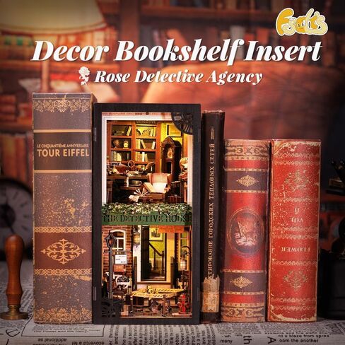 Fsolis DIY Book Nook Kit، 3D خشبية لغز الدفتين DIY مصغرة دمية كيت كتاب ديكور Booknook رف الكتب إدراج كتاب Nooks كتاب Nook أطقم للبالغين (SZ03) in Kuwait