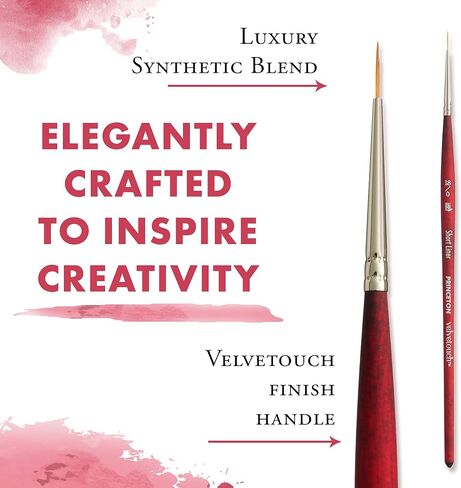 Princeton Velvetouch, Series 3950, Paint Brush for Acrylic, Oil and Watercolor, Short Liner, 18/0 Red in Saudi Arabia