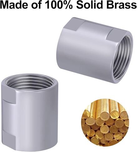 G1/2 Pipe Fitting, Stainless Steel Shower Coupling, G1/2 Female to G1/2 Female Adapter, Polish Chrome Finish in Saudi Arabia