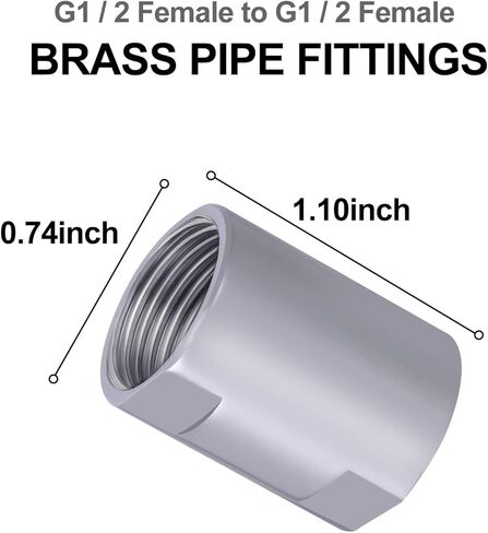 G1/2 Pipe Fitting, Stainless Steel Shower Coupling, G1/2 Female to G1/2 Female Adapter, Polish Chrome Finish in Saudi Arabia