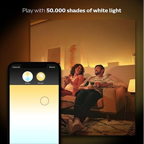 فيليبس هيو وايت أمبيانس 2-حزمة A19 60W مكافئة لمبات الإضاءة الذكية LED القابلة للتعتيم، 2 لمبات ذكية، تعمل مع Alexa وApple Homekit وGoogle Assistant، (سكان كاليفورنيا) in Saudi Arabia