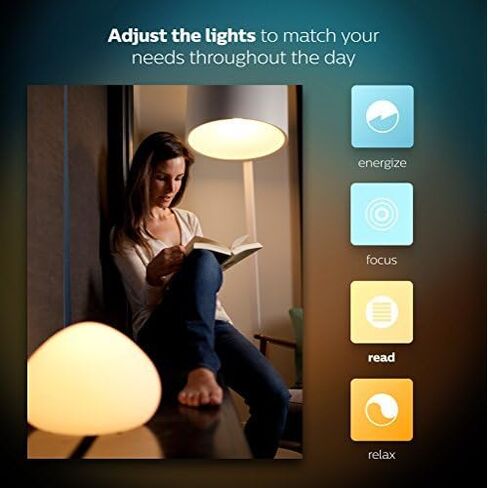 فيليبس هيو وايت أمبيانس 2-حزمة A19 60W مكافئة لمبات الإضاءة الذكية LED القابلة للتعتيم، 2 لمبات ذكية، تعمل مع Alexa وApple Homekit وGoogle Assistant، (سكان كاليفورنيا) in Saudi Arabia