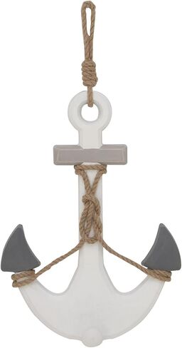 Deco 79 Wooden Anchor Home Wall Decor Wall Sculpture with Hanging Rope, Wall Art 12" x 1" x 23", White in Saudi Arabia