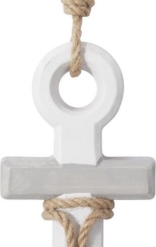 Deco 79 Wooden Anchor Home Wall Decor Wall Sculpture with Hanging Rope, Wall Art 12" x 1" x 23", White in Saudi Arabia