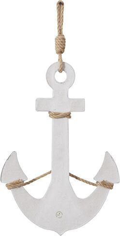 Deco 79 Wooden Anchor Home Wall Decor Wall Sculpture with Hanging Rope, Wall Art 12" x 1" x 23", White in Saudi Arabia