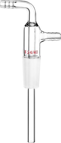 QWORK Glass Vacuum Cold Trap Bubbler with 3/8" Serrated Hose, 24/40 Inner Adapter Borosilicate Glass Thick Wall Adapter with Extended 3" Long Tube for Distillation Apparatus Chemistry Lab in Saudi Arabia