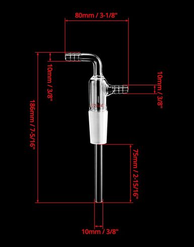 QWORK Glass Vacuum Cold Trap Bubbler with 3/8" Serrated Hose, 24/40 Inner Adapter Borosilicate Glass Thick Wall Adapter with Extended 3" Long Tube for Distillation Apparatus Chemistry Lab in Saudi Arabia