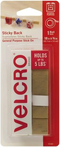 مشابك تثبيت وحلقة خلفية لاصقة من العلامة التجارية VELCRO | الأغراض العامة التقشير والعصا | مثالي للمنزل أو المكتب | شريط 18 بوصة × 3/4 بوصة | بيج، 18 بوصة × 3/4 in Kuwait