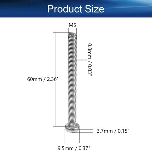 Yinpecly 25Pcs M5 x 60mm Machine Screws Pan Phillips Cross Head Screw 304 Stainless Steel Fasteners Bolts Silver Gray in Saudi Arabia