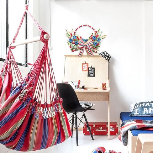 TEMPUS 16 "إكليل حبة خشبية ثلاثية الألوان الوطنية، أحمر أبيض وأزرق يوم الاستقلال الأزهار الخيش القوس إكليل، للباب الأمامي يوم الذكرى يوم العلم يوم المحاربين القدامى in Kuwait