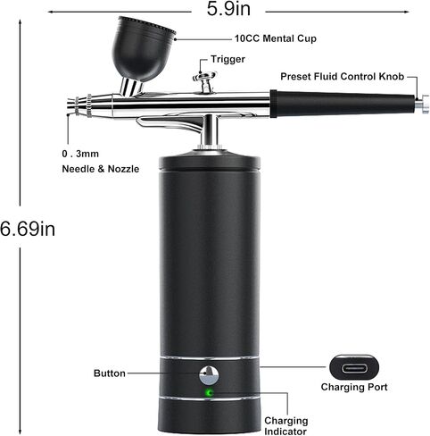 Airbrush-Kit Rechargeable Cordless Airbrush Compressor - Auto Handheld Airbrush Gun, Airbrush Set Portable Wireless Air Brush for Nail Art, Barber, Cake Decor, Makeup, Model Painting in Saudi Arabia