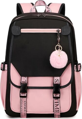 MOONBABY Girls Backpack School Bookbag for Teens Large Capacity Aesthetics Bags for Middle High School, Pink in Saudi Arabia