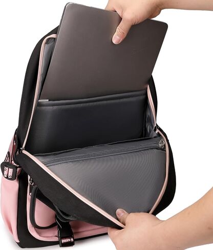 MOONBABY Girls Backpack School Bookbag for Teens Large Capacity Aesthetics Bags for Middle High School, Pink in Saudi Arabia