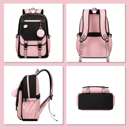 MOONBABY Girls Backpack School Bookbag for Teens Large Capacity Aesthetics Bags for Middle High School, Pink in Saudi Arabia