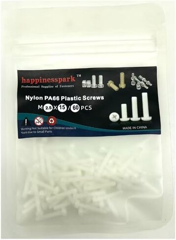 نايلون PA66 البلاستيك الأبيض اللون متري فيليبس عموم رئيس مسامير M2.5X10 60PCS in Kuwait