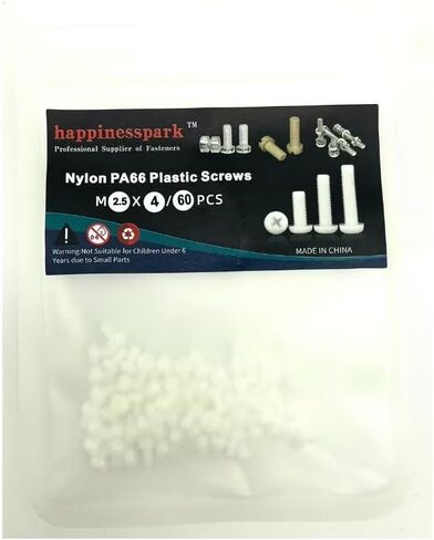 نايلون PA66 البلاستيك الأبيض اللون متري فيليبس عموم رئيس مسامير M2.5X10 60PCS in Kuwait