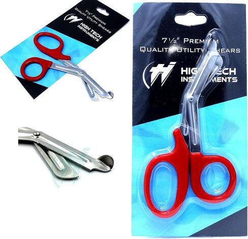 PARAMEDIC UTILITY RED BANDAGE FIRST AID TRAUMA EMT EMS SHEARS SCISSORS 7.25 INCH STAINLESS STEEL ( HTI BRAND) in Saudi Arabia