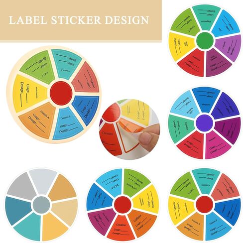 منظم حبوب الدواء الأسبوعي للسفر من FYY - علبة حبوب الدواء بضغطة زر تدور 7 أقسام صندوق حبوب الدواء اليومي المحمول موزع حبوب الدواء مع ملصقات للفيتامينات وزيت السمك والحبوب والمكملات الغذائية - بيج in Kuwait