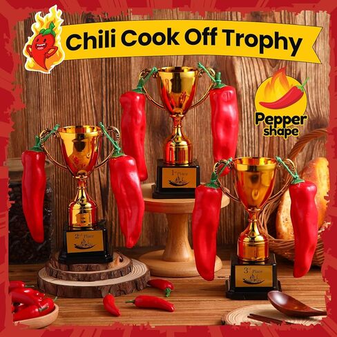 3 قطع من جوائز تشيلي كوك أوف، جوائز ذهبية مكسيكية، جوائز ديكورات الفلفل الحار، جوائز كأس الفلفل السائبة، هدايا خبز الطبخ لأحداث طهي الفلفل الحار المتاحة، المركز الأول، المركز الثاني، المركز الثالث in Kuwait