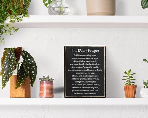 ديكور التخييم، لافتة تخييم مضحكة ريفية، علامة RVers للصلاة الخشبية، علامة ديكور المنزل RV، ديكورات العربة للداخل، هدايا التخييم 5 بوصة × 6 بوصة in Kuwait